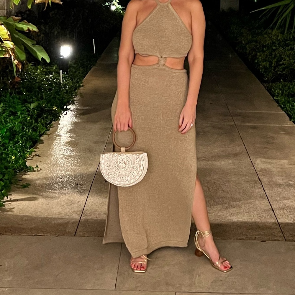Tan cut out dress - Picture 1 of 2